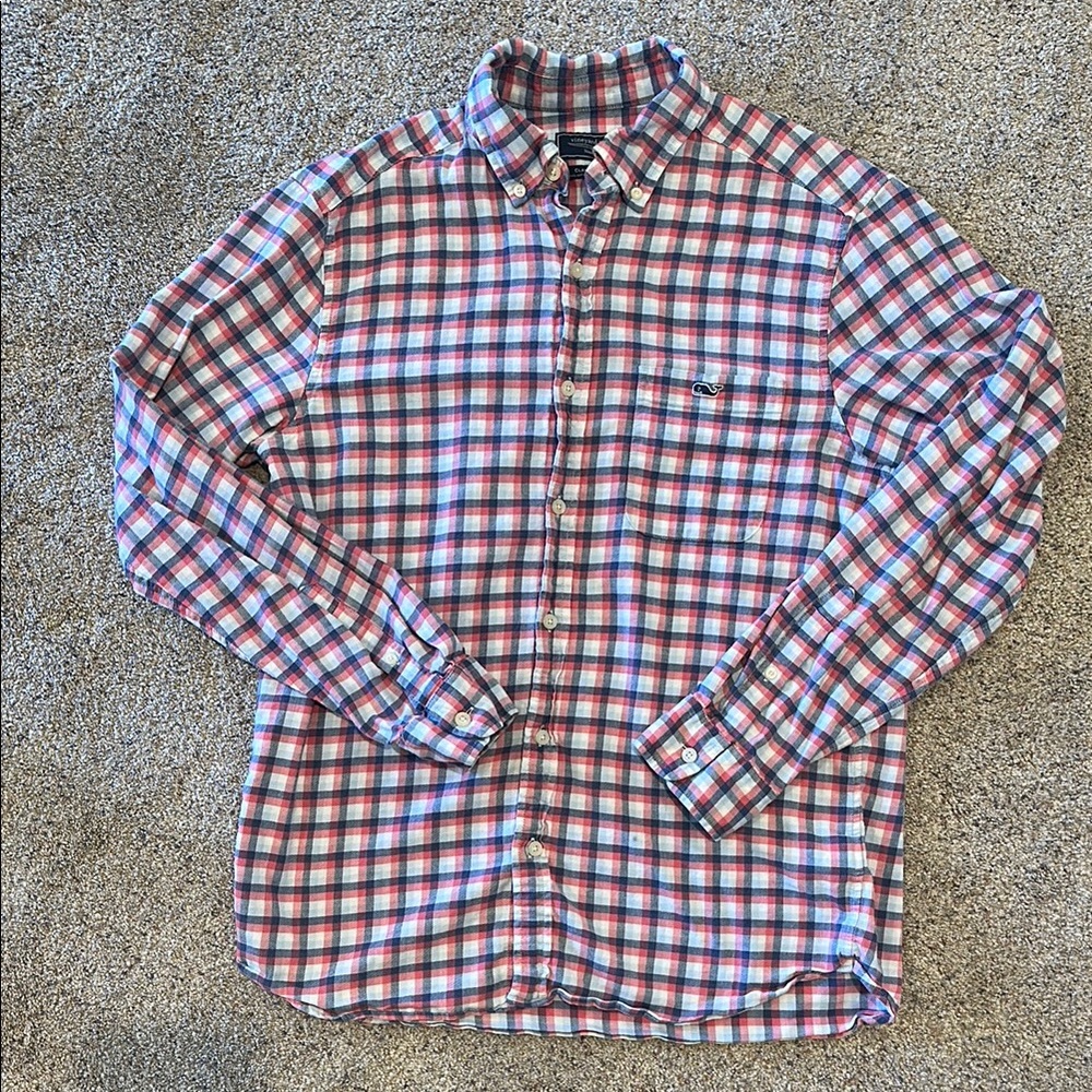 Vineyard Vines Red and Blue Casual Button Down Shirt